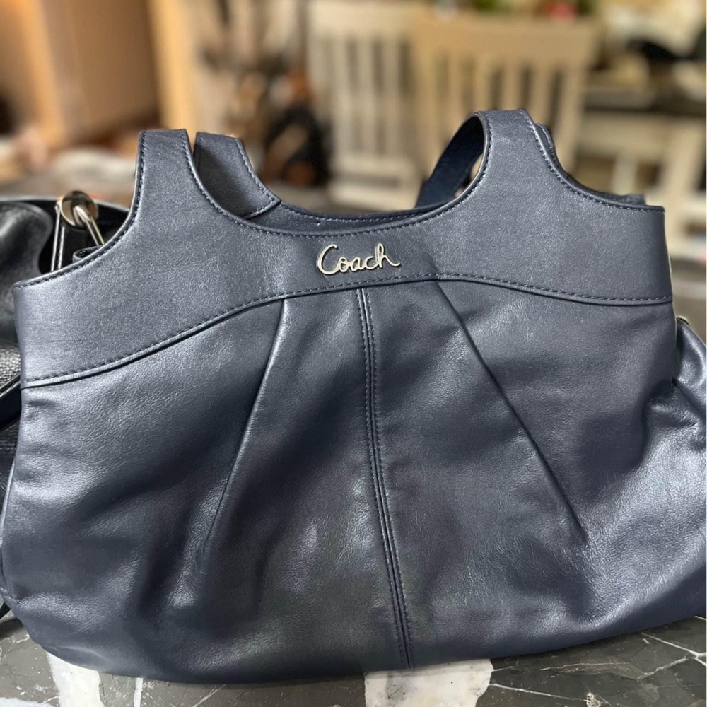 Coach Lexi metallic blue handbag